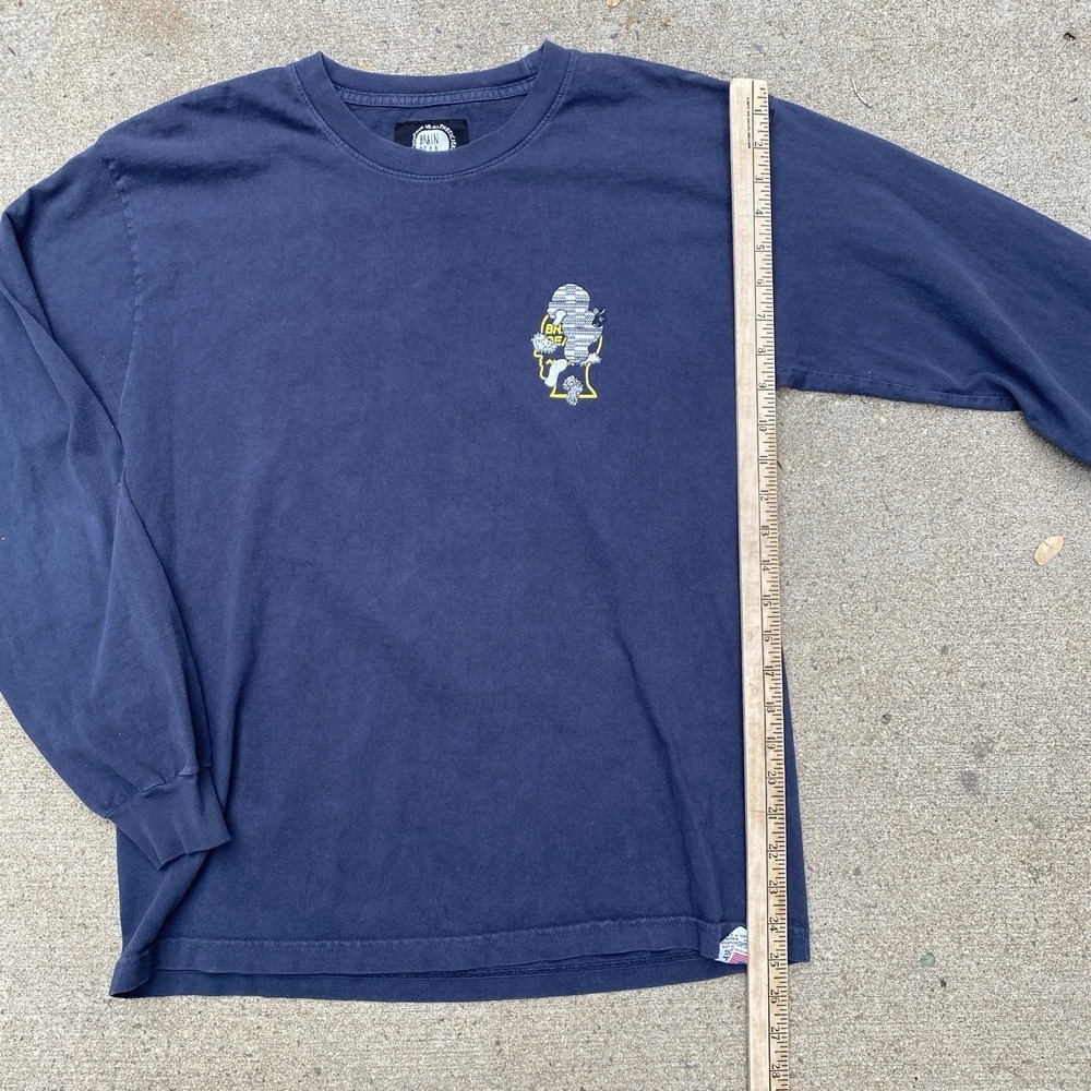 Brain Dead Long Sleeve Tee Shirt Medium Area Navy Blue Rare Graphic - Picture 5 of 10